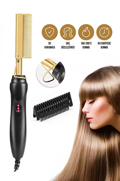 Isıtmalı Bakır Taraklı Saç Düzleştirici, Profesyonel Kalite, Güçlü ve Şık