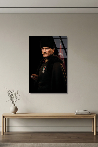 Vitraum Mustafa Kemal Atatürk Portre 4mm Temperli Cam Tablo, Premium UV Baskı...