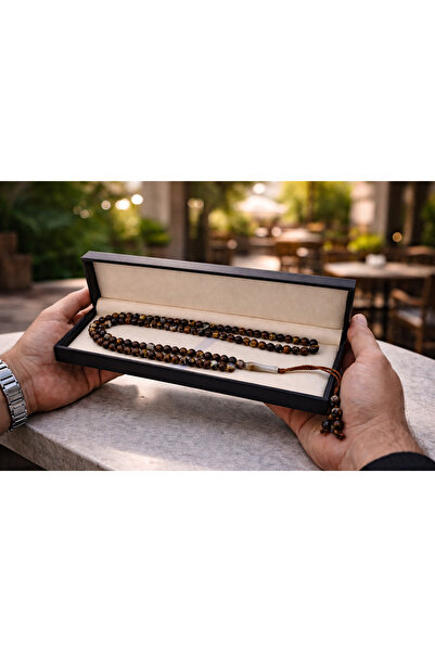 Generic A luxurious rosary with a tiger's eye stone design and an elegant box...
