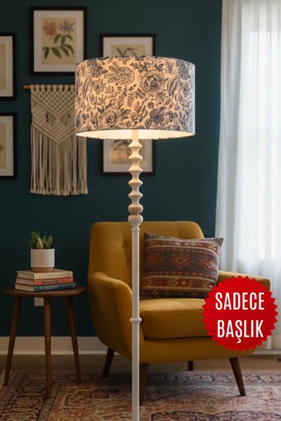 Allians Vintage Çiçekli Toile de Jouy Lambader Başlığı