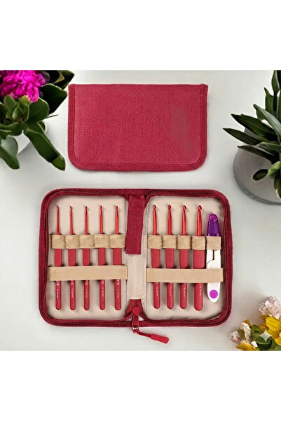 atlas hobi Çantalı makas ve tığ seti, 9’lu tığ seti, örgü seti, örgü kiti