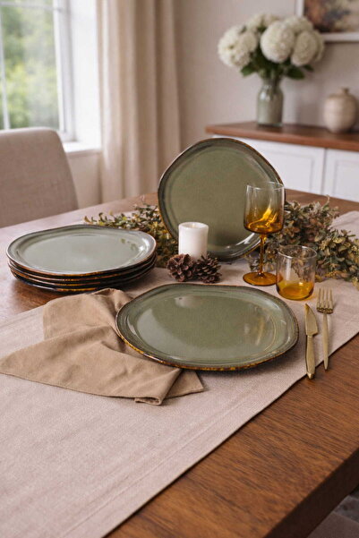 Keramika Farfurie de Servire Reactive Green Bloom 29 Cm 6 Bucăți Q84