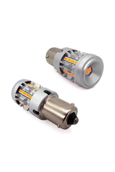 motoLEDy 2 buc Bec LED PY21W, BAU15S 12-24V fără eroare portocaliu 100% CANBUS