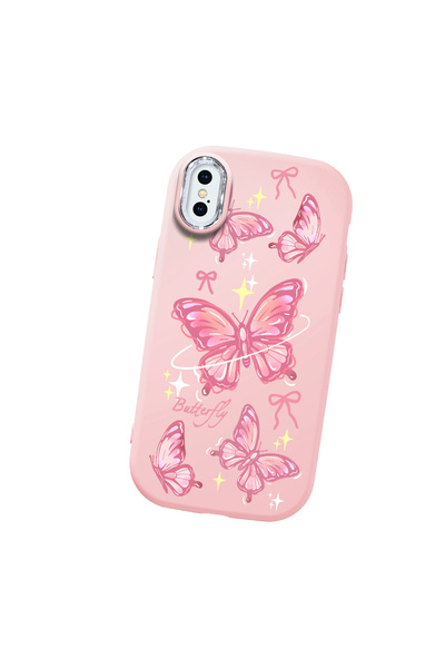 Hontinga iPhone XS Max Compatible Camera Protected Pink Soft Silicone Phone C...