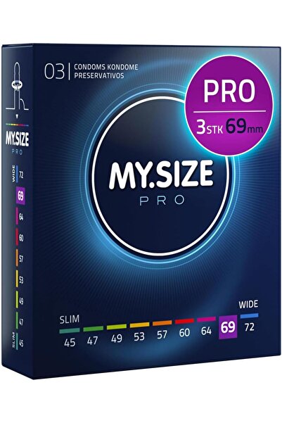 Mysize PRO واقيات ذكرية رفيعة للغاية، 3 قطع (مقاس 69) - عديمة الرائحة، تدوم ط...