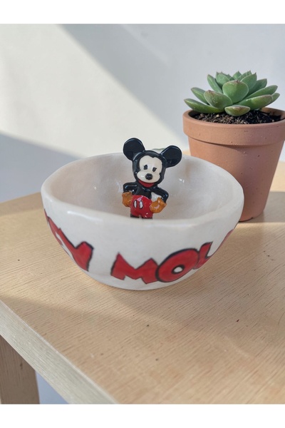 Kübistseramik Handmade Ceramic Gift Mug with Mickey Mouse Figure