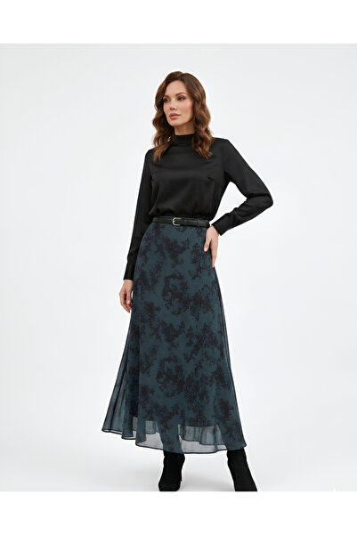 BLOUSE Retro Çiçek Desenli Uzun Etek