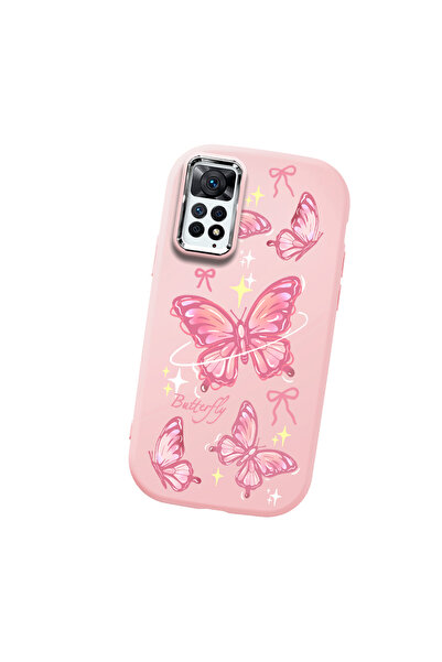 Hontinga حافظة هاتف من السيليكون الناعم باللون الوردي متوافقة مع كاميرا ريدمي...