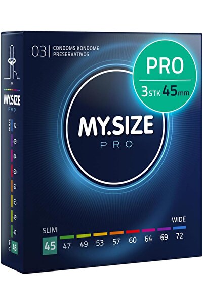 Mysize PRO واقيات ذكرية رفيعة للغاية، 3 قطع (مقاس 45) - عديمة الرائحة، تدوم ط...