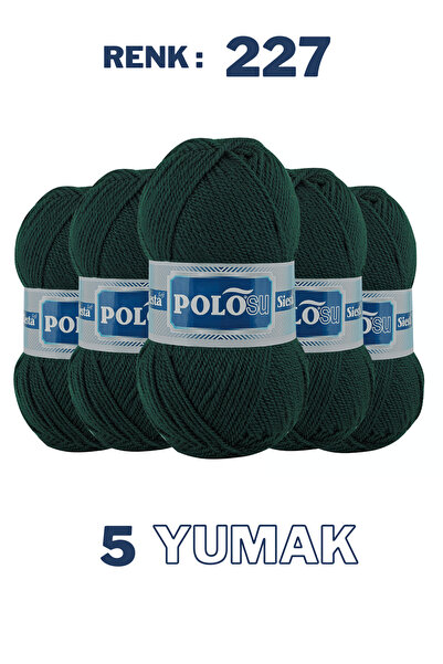 Polosu (5 Adet) Siesta Soft - Atkı Yelek Kazak El Örgü Ipliği - 227 Koyu Neft...
