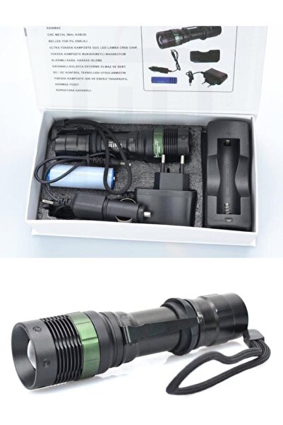 Saule Wt037 Uzun Menzilli Şarjlı Zoomlu Süper Güçlü El Feneri Işıldak Cree Q5...