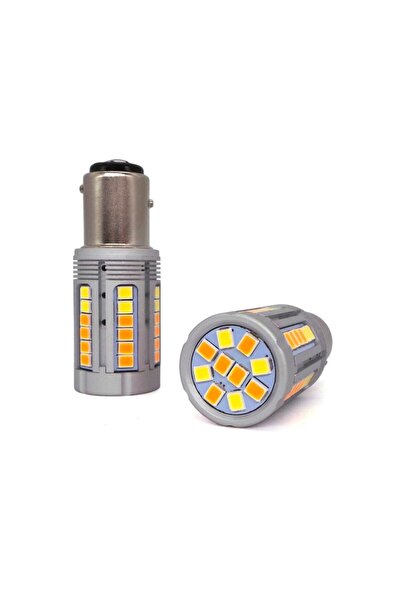 motoLEDy 2 buc P21/5W LED BAY15D 12-24V 21/5W bec alb-portocaliu fără eroare