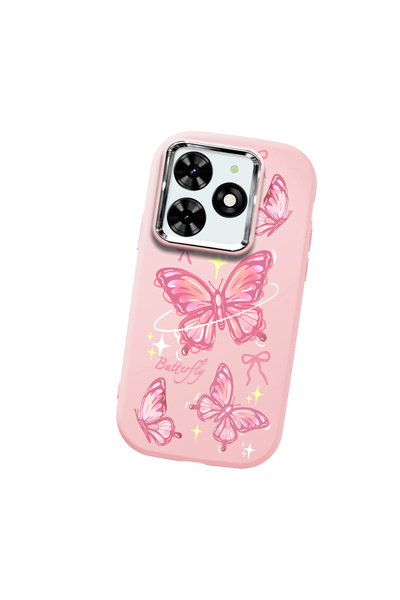 Hontinga حافظة هاتف من السيليكون الناعم باللون الوردي متوافقة مع كاميرا تكنو ...