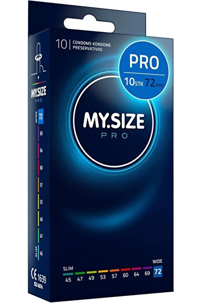 Mysize PRO واقيات ذكرية رفيعة للغاية، 10 قطع (مقاس 72) - عديمة الرائحة، تدوم ...