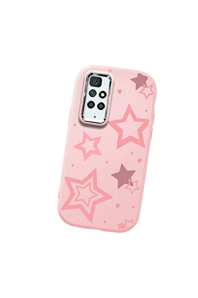 Hontinga حافظة هاتف من السيليكون الناعم باللون الوردي متوافقة مع كاميرا Redmi...