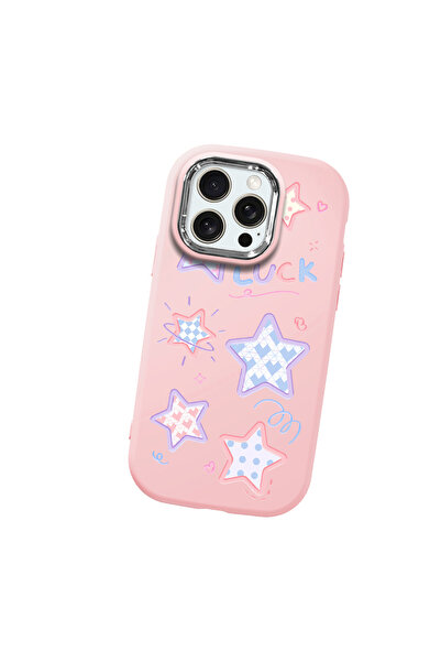 Hontinga حافظة هاتف من السيليكون الناعم باللون الوردي متوافقة مع كاميرا آيفون...