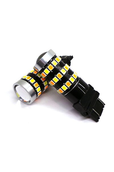 motoLEDy 2 buc Bec cu LED 3157 12V CANBUS alb-portocaliu, bicolor, bicolor