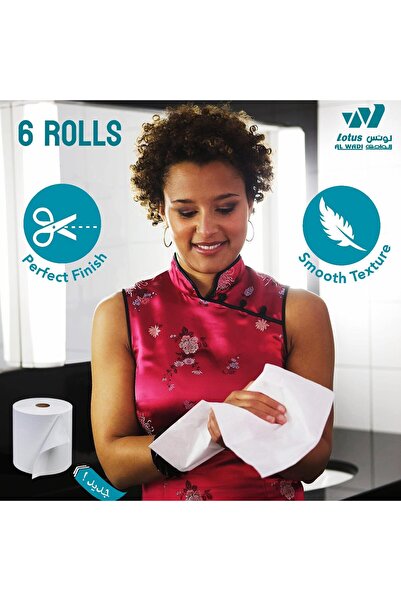 lotus alwadi Autocut Tissue Roll for Tissue Dispenser & Kitchen/Washroom, 6 Super Rolls -