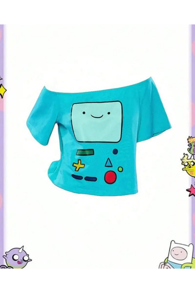 Toum Adventure Time Bmo Y2K Short Sleeve Cropped