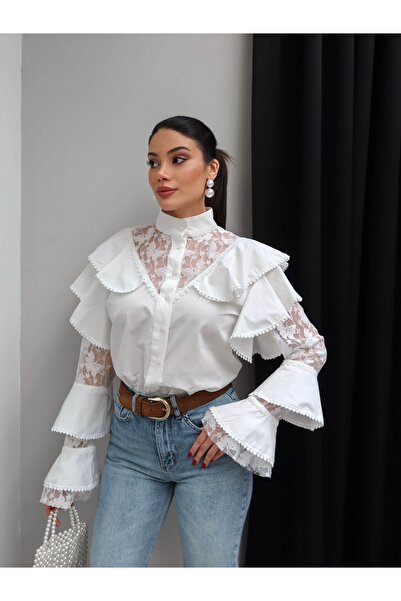 ESRAHELVACI dantelă Detaliu cu volane Cămașă