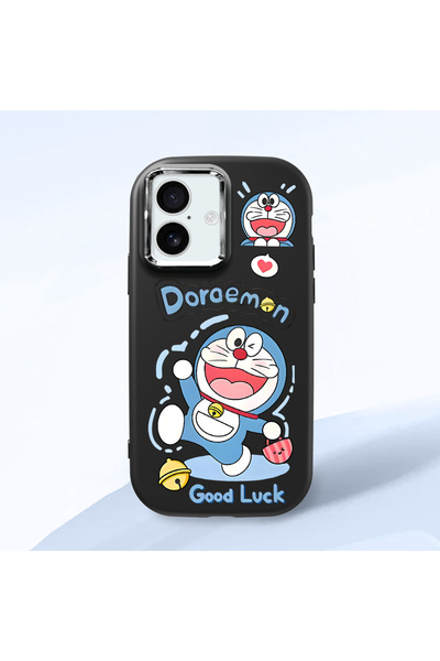 CHICASELUX هاتف دورايمون من السيليكون الناعم باللون الأسود مع حماية للكاميرا ...