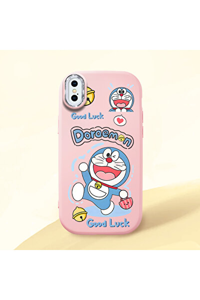 CHICASELUX هاتف دورايمون من السيليكون الناعم باللون الوردي مع حماية للكاميرا ...