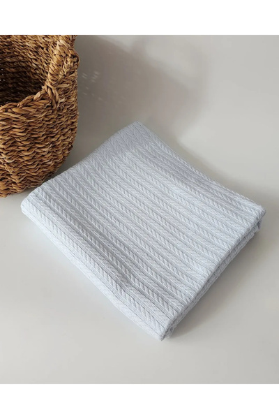 mihriban Organic Cotton Knitted Pattern Baby Piqué Si - Blanket Gray 100X120 cm