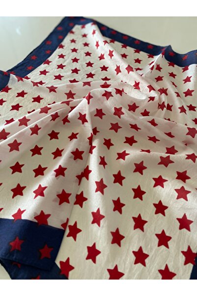 bohemania Red Star Silk Scarf 55X55 cm