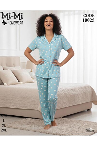Mimi Homewear Σετ πιτζάμες μπλε με σχέδιο μαργαρίτας