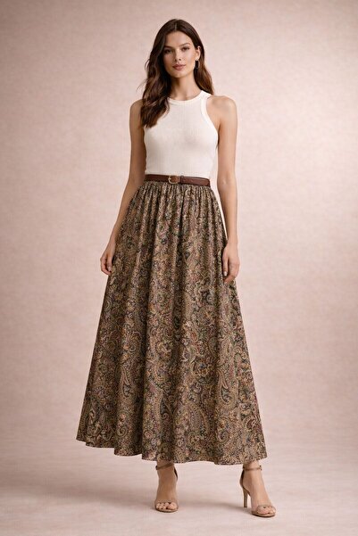 Blissmood Plus Size Shawl Pattern Skirt