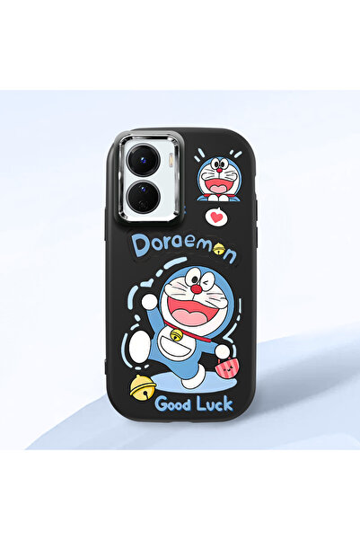 CHICASELUX هاتف دورايمون من السيليكون الناعم باللون الأسود مع حماية للكاميرا ...