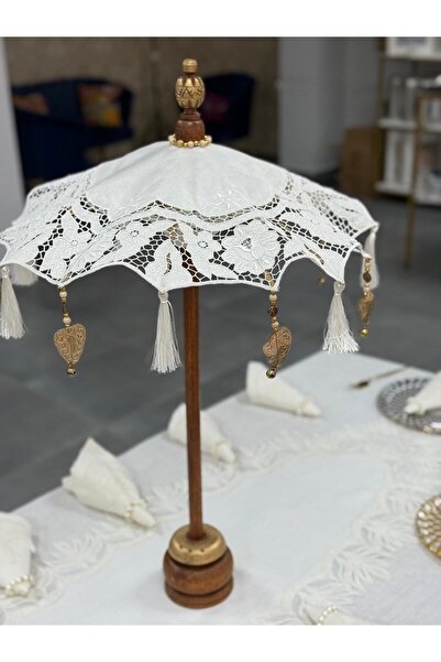 ZERNURA Geleneksel Kasnak Kesme İşi Dantelli Bali Şemsiyesi