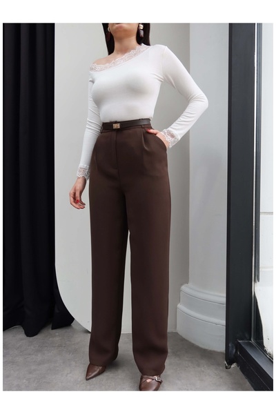 ESRAHELVACI Visok struk Tkanina Palazzo pantalone