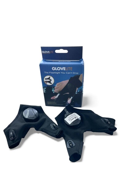 Saule 2 adet Led Işıklı El Fenerli Çift El Tamirci Balıkçı ve Bisiklet Eldive...