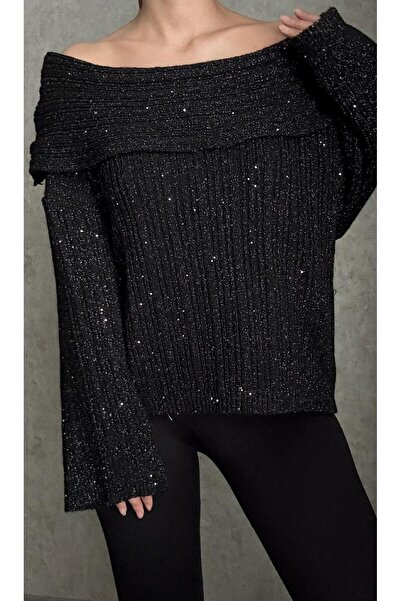 Aure Store Madonna Yaka Işıltılı Kadın Kazak