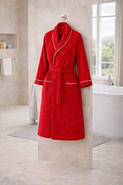 Serafina %100 PAMUK BORNOZ UNISEX KALIN DOKULU YUMUŞAK