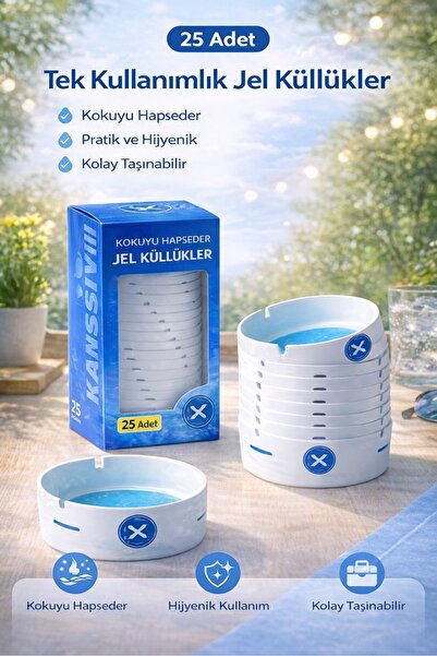 Keyfi Sepet 25 одноразових гелевих попільничок, що утримують запах, практичні...