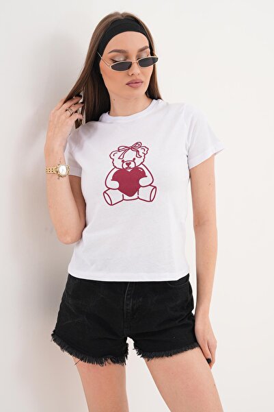 ŞİMAL Ženska majica sa detaljnim printom okrugla kragna 260251 -