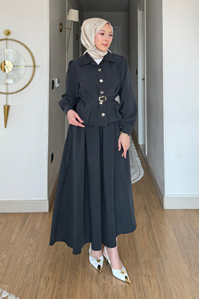 Tesettür Diyarı Nale Cupra Tansel Fabric Belt Piece Shirt-Skirt Hijab Set - A...