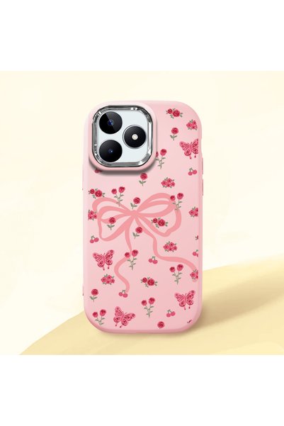 CHICASELUX Pink Soft Silicone Phone Bow with Camera Protection Compatible wit...