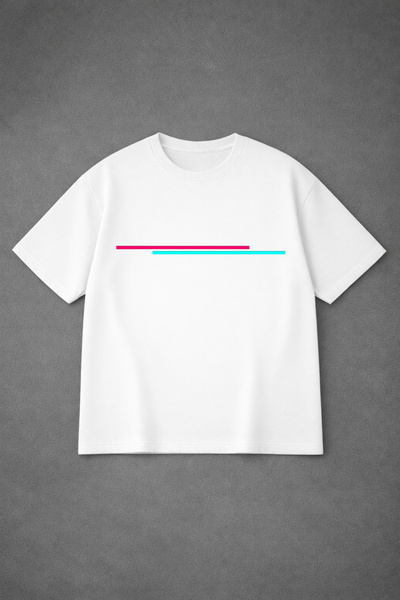 VODEXA Tricou oversize unisex - Imprimat cu linii, 100% bumbac, croială confo...