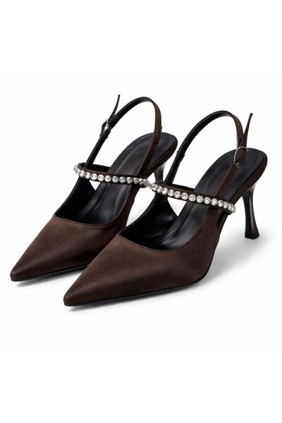 RoseVeno Ženska gorko smeđa satenska Sa kamenčićima nova sezona Cipele sa šti...