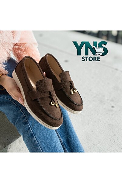 YNS STORE Lori piele întoarsă Pantofi confortabili de zi cu zi loafers Maro