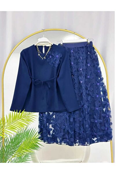 MODA VEDAT SET FUSTĂ CU DETALII FLORALE PENTRU FEMEI