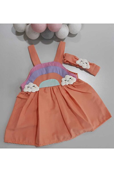 Sönmez Baby Cloudy Rainbow Dress and Headband Two-Piece Summer Baby Girl Set