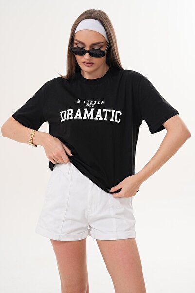 ŞİMAL Ženska majica sa detaljnim printom okrugla kragna Oversize kroj 260253