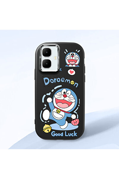 CHICASELUX هاتف دورايمون من السيليكون الناعم باللون الأسود مع حماية للكاميرا ...