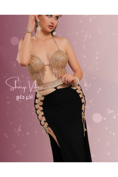 Sharqi Vibes Oriental Belly Dance Costume Outfit Suit - Gold