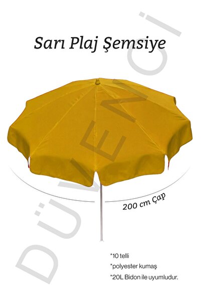 Yellow Beach Umbrella 200 cm diameter /10 strands, Polyester Fabric