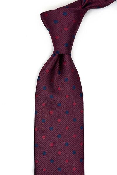 Kravatkolik Red Polka Dot Pattern Classic Tie with Handkerchief Kk13476